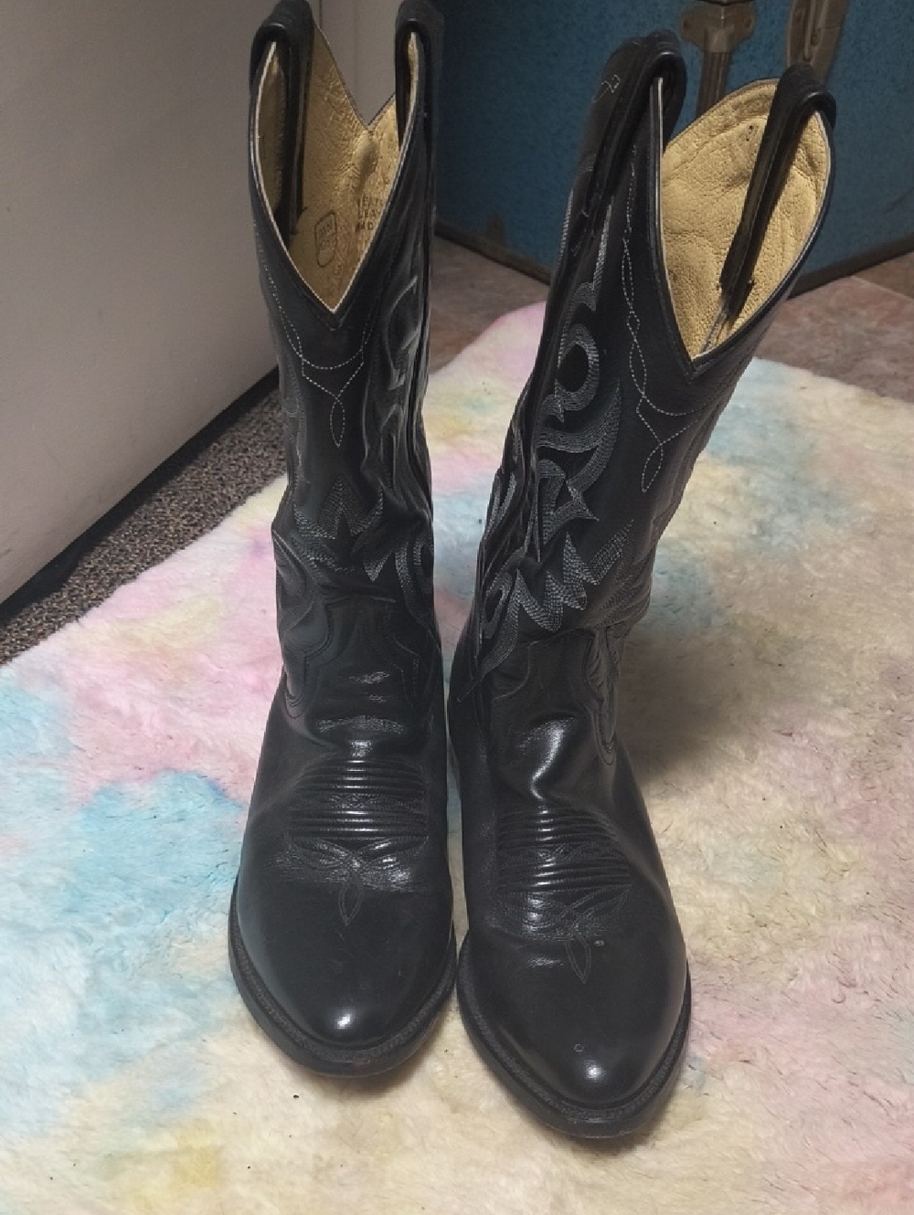 Dan Post Black Embroidered Leather Western Boots